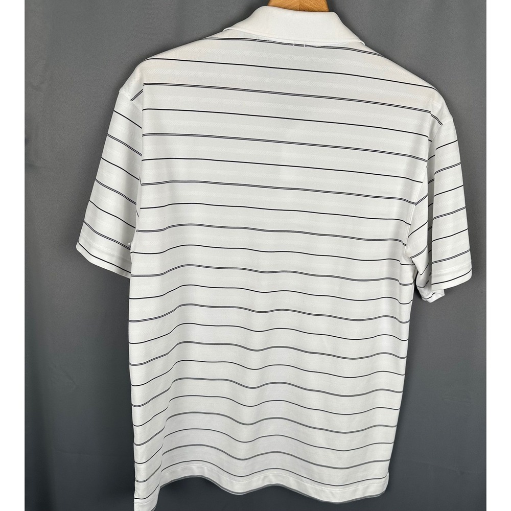 Nike Golf Dri-FIT Mens Polo Shirt White Black Striped Short Sleeve Size Medium - Picture 5 of 7